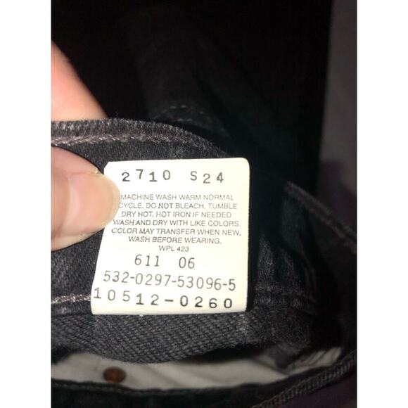 Levi’s 512 Slim Fit Tapered Leg Size 9 JR Womens Jeans Black 90's Made in USA - Picture 9 of 9